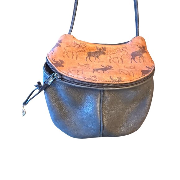 Erda Leather Sling Bag With Moose Print Crossbody Zip Closure Western Ranch - Picture 2 of 6